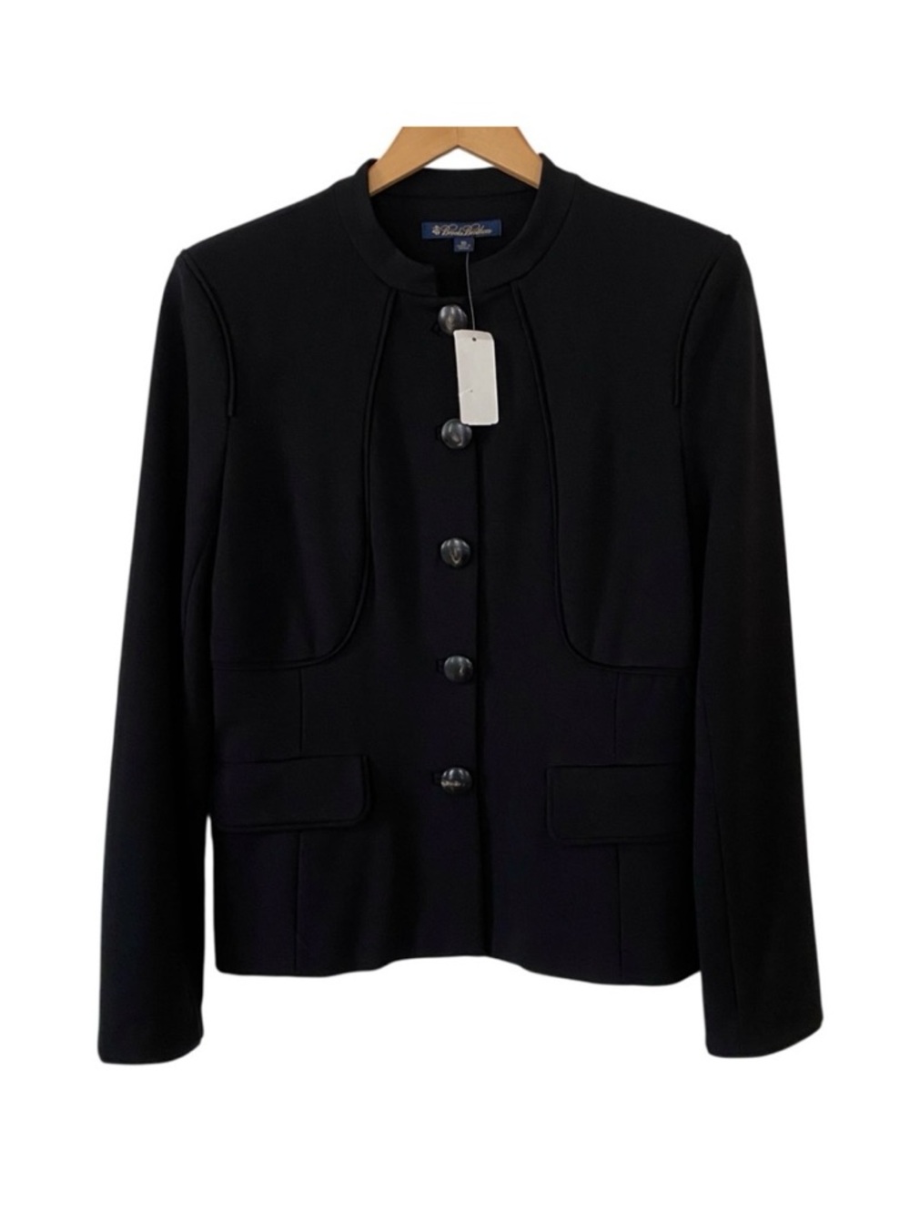 Brooks Brothers Black Ponte Nehru Blazer Jacket NWT Career Quiet Luxury Wms 10